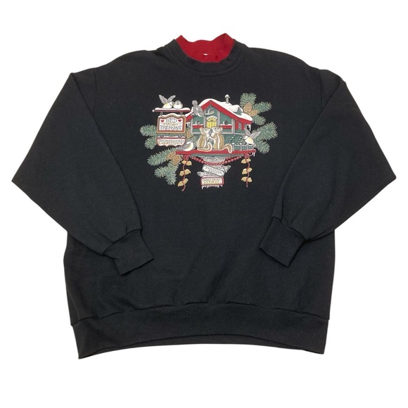 morning sun Tops - Vintage 90’s Graphic Pullover Sweatshirt Woodland Animals Cabincore Women’s XL